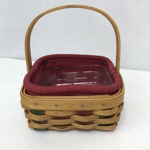 2003 Longaberger Holiday Helper Basket w/Handle, Protector, Fabric Liner Vintage